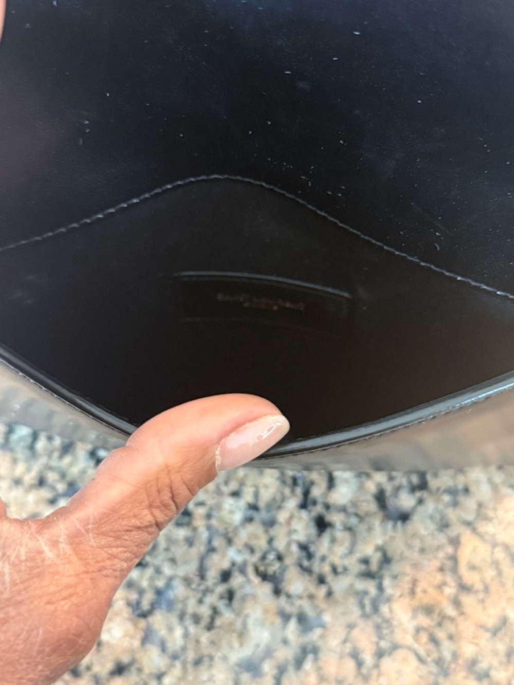 Saint Laurent Black Leather Envelope Clutch with Gold YSL Logo - Picture 7 of 8